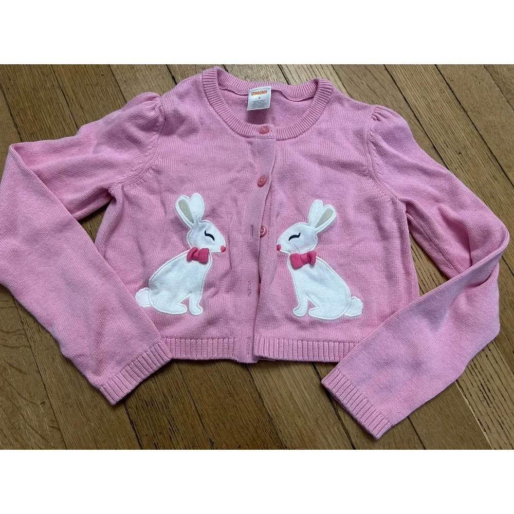 Gymboree Girls Embroidered Bunny Easter Cardigan Sweater Size 8 Spring